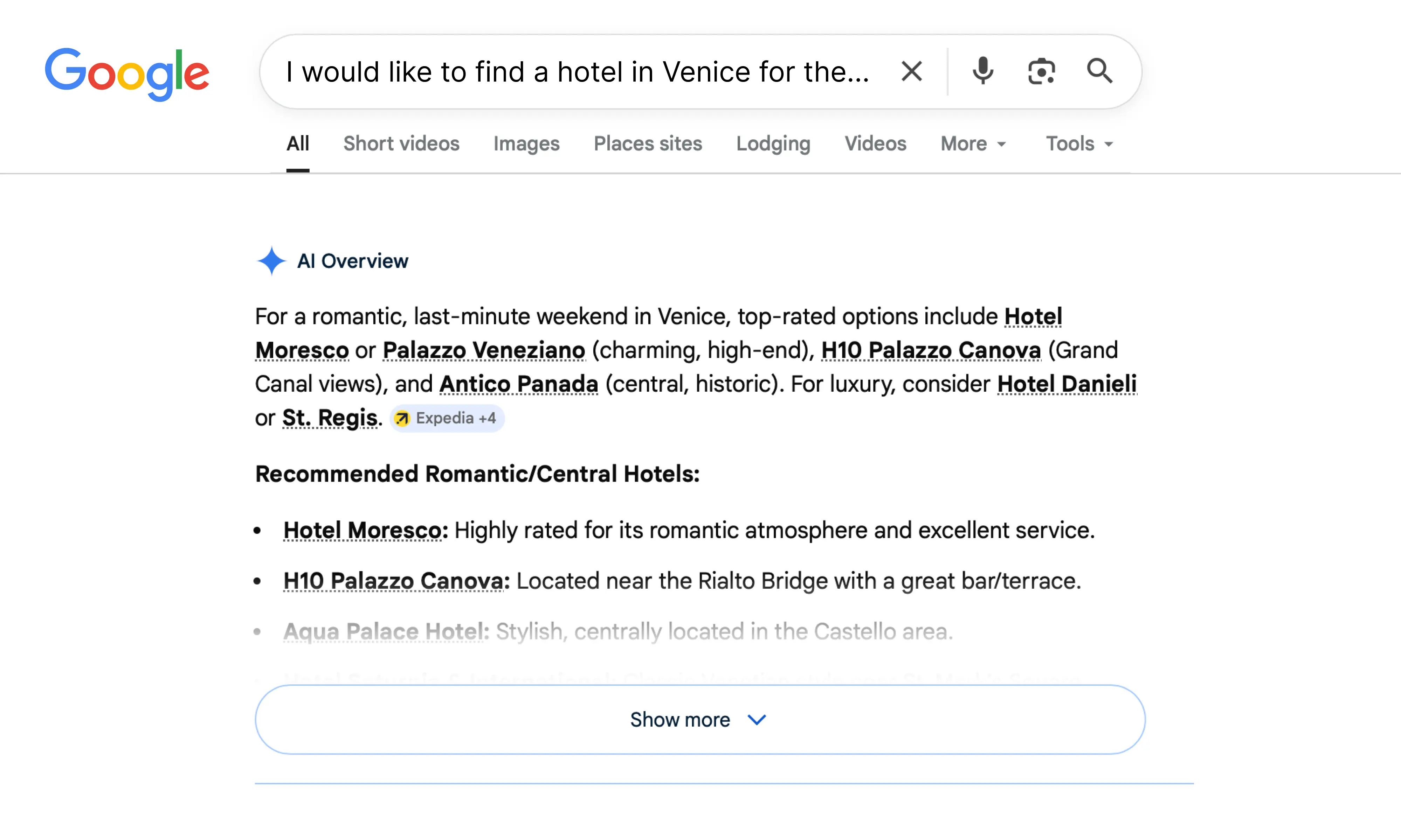 Current search results showing visibility for the property